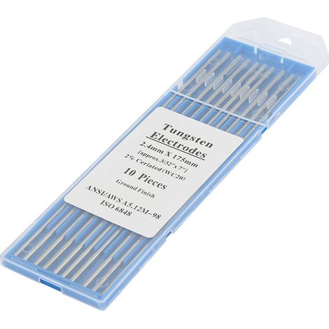 10 électrodes TIG en tungstène-cérium WC20 pour soudage de l'acier inoxydable et de l'acier au carbone (2,4 mm x 175 mm) (1/5)