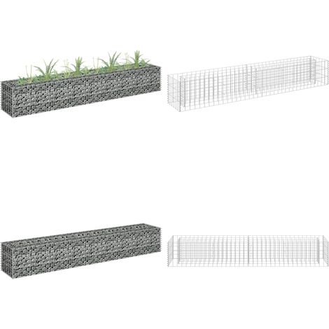 Lit surélevé à gabion Acier galvanisé 180x30x30 cm - Jardinière À Gabion - Bac À Plantation Surélevé - Border Fleuri - Décoration Extérieur - Jardin Design - Home & Living (1/5)