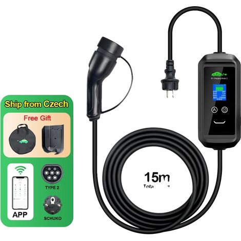 Cargador portátil para vehículos eléctricos, potencia de salida de 3,6 kW, control mediante aplicación inteligente. (1/2)