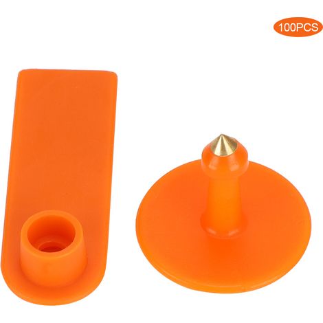 Lot de 100 étiquettes auriculaires d'identification pour animaux (bovins, ovins, porcins) - Orange - Anti-perte - Non toxique (1/5)