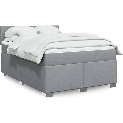 Boxspringbett mit Matratze Hellgrau 140x190 cm Stoff (1/5)