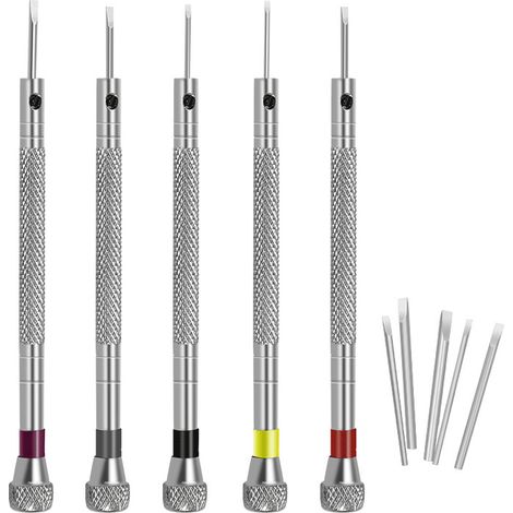 Sollbry Tournevis de précision pour horloger 5 pièces, tournevis pour lunettes, kit de réparation de montres, mini tournevis, adapté pour réparer les montres (1/5)