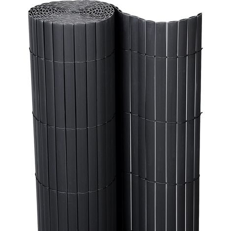Woltu – Canisse PVC 400x120cm gris – Brise-vue résistant aux intempéries – Fixation facile avec clips inclus – Protection de la vie privée pour balcon