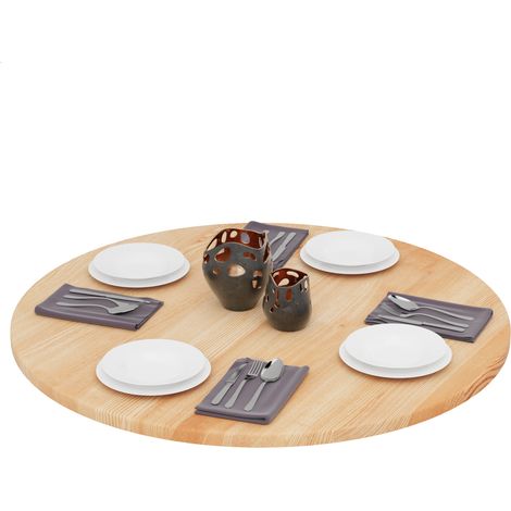 LAMO Manufaktur Plateau de table rond 100 cm en bois naturel Dessus rond de table à manger, de cuisine, de bistrot Épaisseur : 28 mm Couleur : Naturel (1/5)