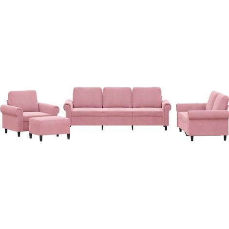 Maison Exclusive - Set di Divani 4 pz con Cuscini rosa in Velluto