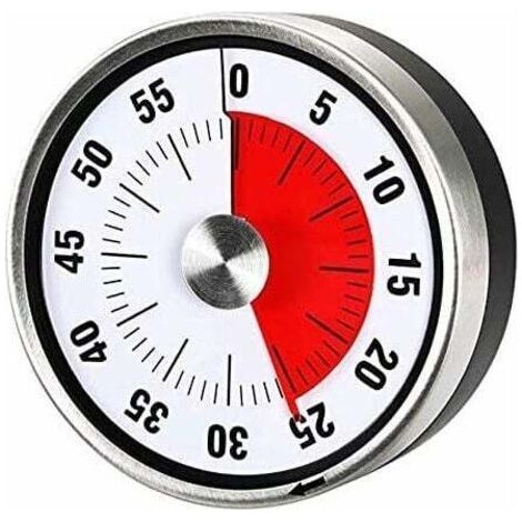 Magnetic Mechanical Kitchen Timer - 60 Minute Countdown Visual Time Management Tool Cooking Steaming Barbecue (Black) for Kids, Teachers and Adults (1/4)