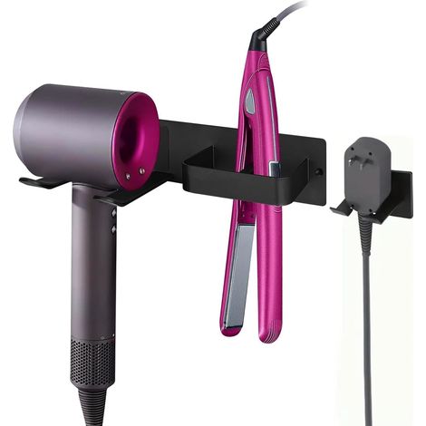 Support mural pour sèche-cheveux, accessoires pour sèche-cheveux, support pour lisseur, organisateur d'outils de coiffure pour salle de bain (1/5)