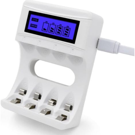 Chargeur de piles BONAI à 4 emplacements avec écran LCD pour piles rechargeables AA/AAA Ni-MH et Ni-CD (1/5)