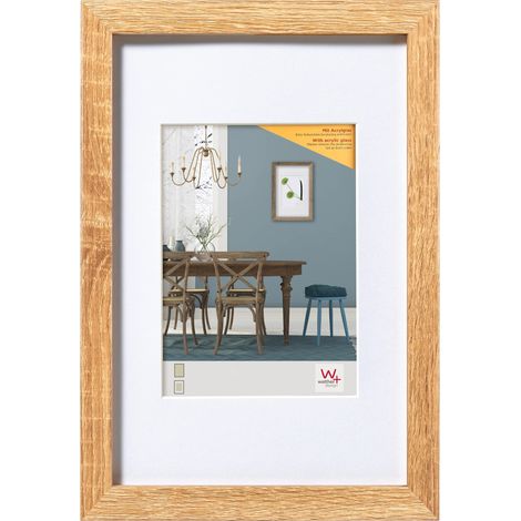 Cadre Photo en Bois avec Verre Synthétique et Passe-Partout, 40 x 50 cm, Chêne Clair (1/5)