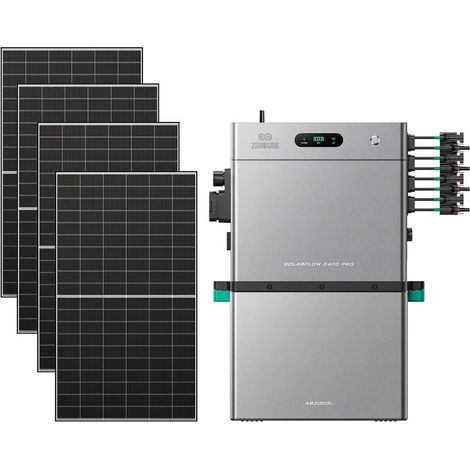 Zendure SolarFlow 2400 Pro – 2400W AC bidirektional, 4800W PV-Eingang, bis 16,8 kWh erweiterbar, Plug & Play, IP65, mit AB3000L (2,88 kWh), mit 500W×4 bifazialen Panels (1/5)
