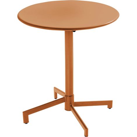 Table de jardin ronde bistrot avec plateau rabattable 70 cm caramel - Palavas (1/5)