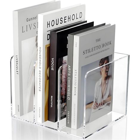 Porte-revues en acrylique avec 3 compartiments verticaux, organiseur de rangement de bureau, porte-revues, organiseur de fichiers, étagère pour accessoires de bureau, espace de travail à (1/5)
