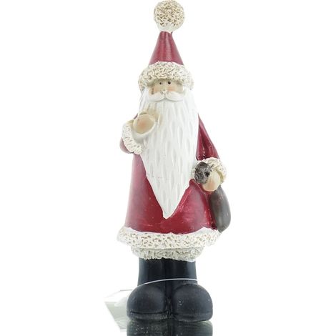 POSIWIO Weihnachtsmann mt rotem Mantel & braunem Sack 14,5 cm - Polyresin (1/3)