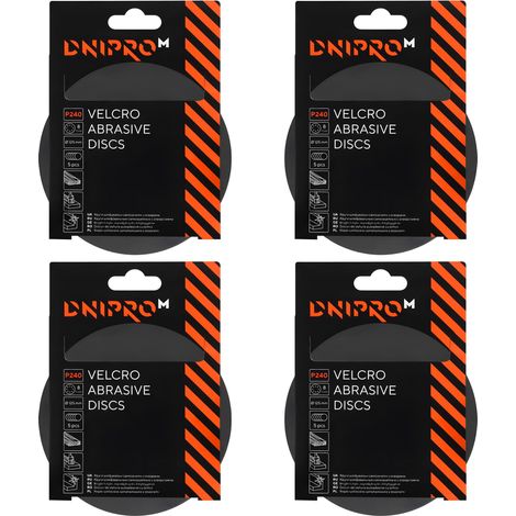 Discos de lija autoadherentes Dnipro-M P240 de 125 mm, 8 agujeros, para lijadora excéntrica, pack de 20 unidades (1/2)