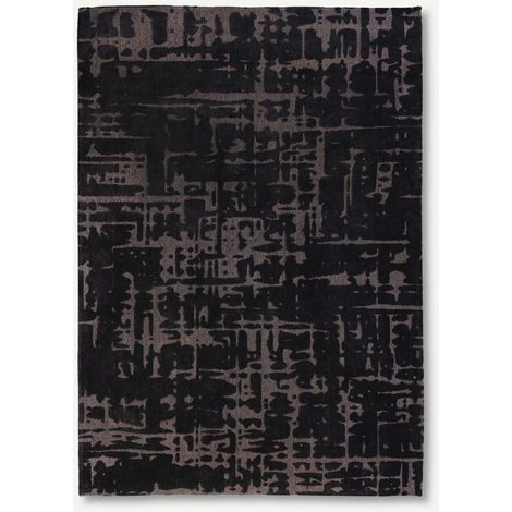 BAOBAB DESIGN - TAPPETO STRUTTURATO EFFETTO VELLUTO - Prodotto in Belgio - Tessuto piatto jacquard meccanico - Rifinito a mano - Antiscivolo naturale - 100% poliestere - Acqua nera - 140 x 200 CM