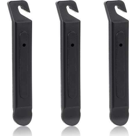Kit leva per pneumatici per bicicletta 3 pezzi, leve per pneumatici portatili in plastica nera, strumento di riparazione per pneumatici per bicicletta (10,5x1,7 cm) (1/5)
