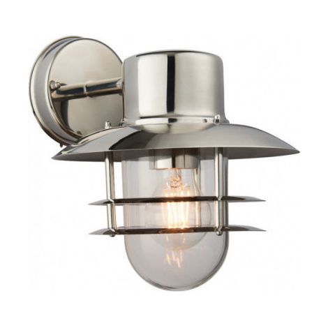 Endon Jenson - 1 lumière murale extérieure en acier inoxydable poli, verre IP44, E27 (1/3)