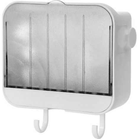 Porte-Savon Murale Sans Perçage - Boîte de Rangement Double Étage avec Double Crochet - PP Résistant - Pour Salle de Bain et Cuisine - 1 Pièce (1/5)