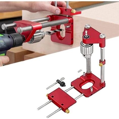 BARKBUSTERSwoodworking drill locator, Adjustable Punch Locator Drill Template Guide, Woodworking Drilling Locator Tool Kit - Outil de localisation(Rouge)