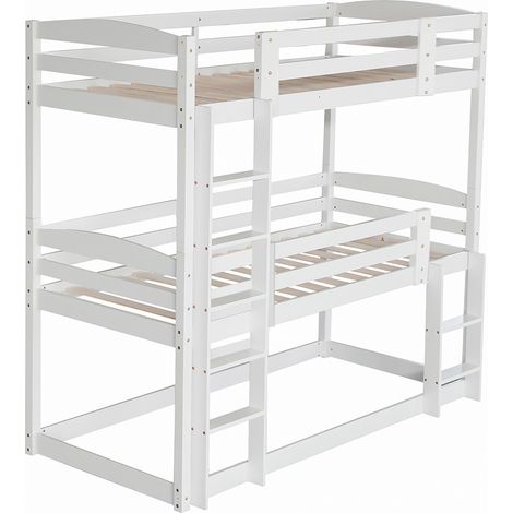 Litera triple infantil 90 x 200 cm blanca de pino y MDF (1/5)