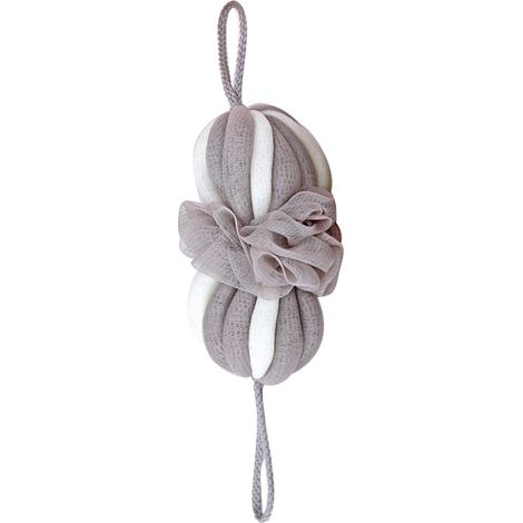 Eponge de douche maille gant gommage dos ballon bain (gris et blanc) 43 cm nylon 80 g (1/2)