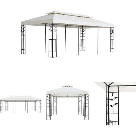 The Living Store Pavillon mit Doppeldach Weiß 6x3 m Stahl - Pavillons & Partyzelte (1/5)