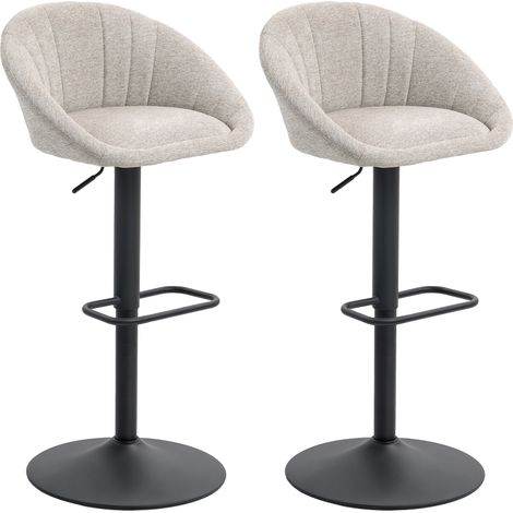 HOMCOM Set 2 Sgabelli Bar Girevoli in Tessuto con Altezza Regolabile Beige
