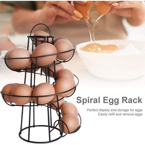 Aougo – Support à œufs en métal spirale – Panier distributeur à œufs – Rangement vertical pour cuisine – Structure stable et esthétique (1/2)