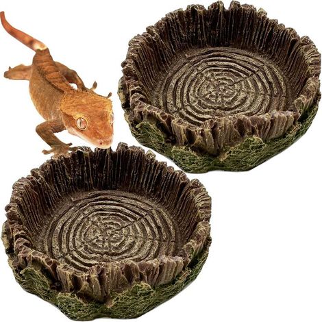 Gamelles pour petits reptiles, lot de 2 gamelles d'alimentation pour reptiles (dragon barbu, gecko, lézard, grenouille, crabe ermite, escargot, crapaud) (1/5)