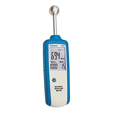 Peaktech 5201 – Misuratore di Umidità, Igrometro per Edilizia, Indicatore di Umidità del Legno, Parete, Gesso, Gesso, Muratura - Profondità di Misurazione: 20-40 mm, Blu (1/4)