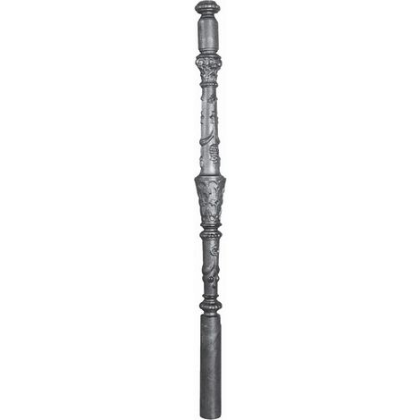 Deco Fer Forge – Poteau estampé en fonte à sceller – Hauteur 1150mm – Base ronde Ø60mm – Fixation par scellement – Détails décoratifs (1/3)