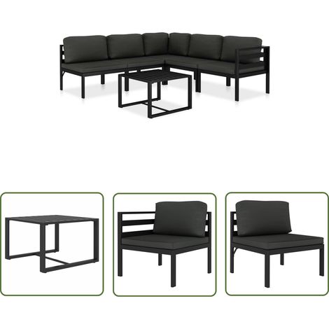 Salon de jardin 6 pcs Contemporain, Ensemble repas de jardin, avec coussins Aluminium Anthracite OIB4498E (1/5)