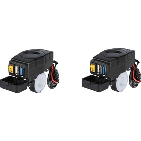 2X C1FB 20-80 V Chargeur USB pour Guidon de VéLo ÉLectrique 24 V 36 V 48 V 60 V QC3.0 Adaptateur de Chargeur (LumièRe Bleue)