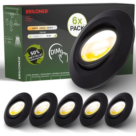 6er Set LED Einbaustrahler LED Einbauleuchten Spots schwenkbar dimmbar Ra90