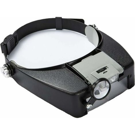 Lunettes Loupe Grossissante Helmet avec Éclairage LED - 1.5X - 10X Zoom - Casque Loupe Frontale Serre Tête avec Lumière pour Lecture, Bijoutier, Couture, et Bricolage - gris (1/4)