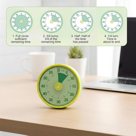 Visueller Timer für Kinder – Mechanischer Timer – Magnetischer 60-Minuten-Timer – Küche – Klassenzimmer – Büro – Zeitmanagement-Tools für Lernen und Kochen