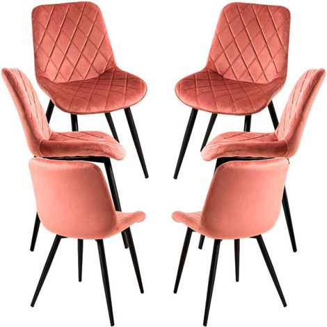 Packs Sillas Comedor - Pack 6 Sillas Min Terciopelo - Rosa (1/5)