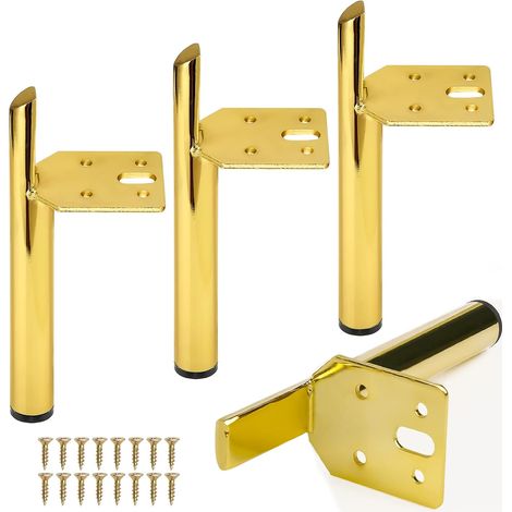 CCYKXA 4 Pieces Metal Furniture Legs, Metal Furniture Legs Furniture Legs for Cabinets, Metal Feet for DIY Cabinet Sofa Bedside Table Wardrobe Chair Gold (D) (1/5)