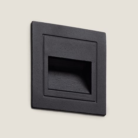 Baliza Exterior LED 3W Empotrable Pared Cuadrado Aluminio Olite 2700K Negro Blanco Cálido (1/5)