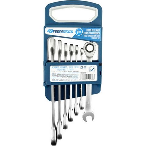 Ferrestock FSKLLG007 Jeu de clés mixtes à cliquet argenté