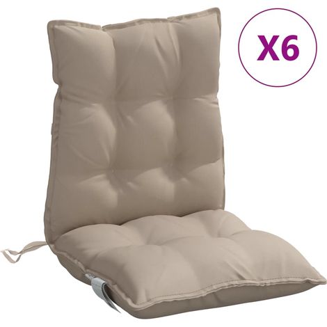 Coussins de chaise à dossier bas lot de 6 taupe tissu oxford (1/5)