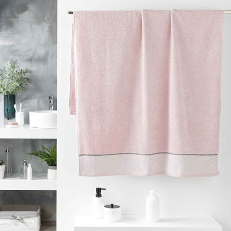 Drap de bain 90 x 150 cm éponge unie jacquard Belina Rose (1/3)