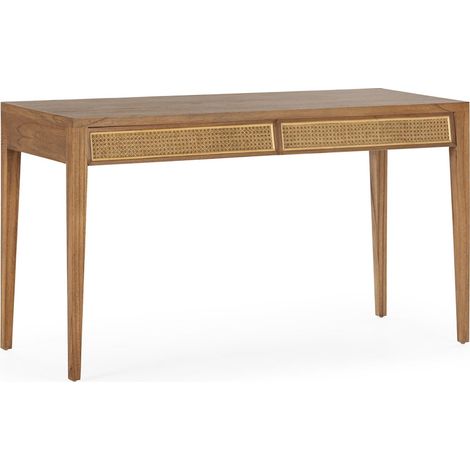 Bureau bois de cèdre et rotin naturel avec finition artisanale - Naturel bois de cèdre et rotin (1/5)
