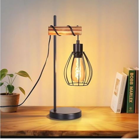 ACKERMAN lampe de chevet rétro en métal noir, design industriel, 1 lumière, douille E27, sans ampoule, pour chambre, hôtel ou salon (1/5)