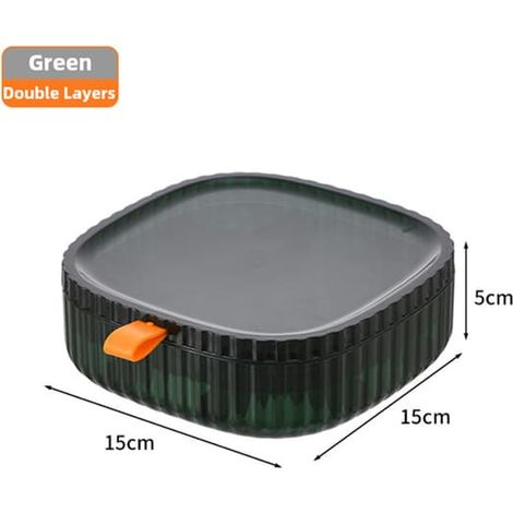 Boîte de rangement pour bijoux à plusieurs compartiments, en acrylique transparent vert. (1/5)