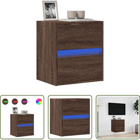 Armoire TV murale - Meuble TV mural avec lumières LED chêne marron 41x31x45 cm (1/5)