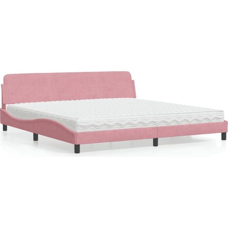 Cama con colchón Dover terciopelo rosa 200x200 cm vidaXL (1/5)