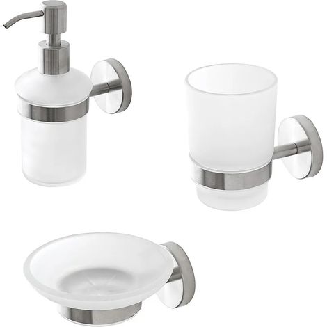 Set accessori a muro 3 pezzi in acciaio inox satinato e viti incluse  Galassia (1/4)