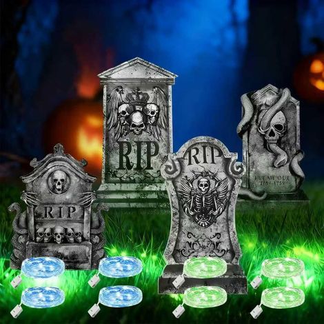 lápidas de cementerio de Halloween, kit de decoración de lápidas de Halloween, lápidas de Halloween para exteriores, perfectas para crear una escena de fiesta de Halloween. (1/5)