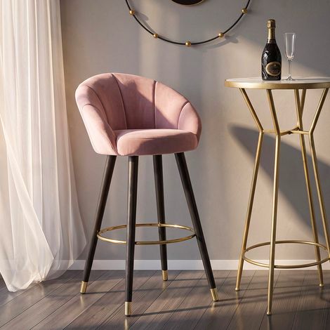 Silla de bar fija de 80 cm en tejido Sirena Rose (1/5)